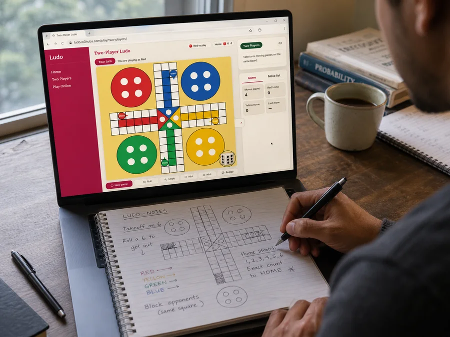 A complete Ludo move record on a shared device